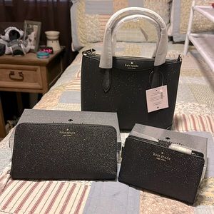 Kate Spade Purse, Medium Compact Fold Wallet and Large Continental Wallet-Black